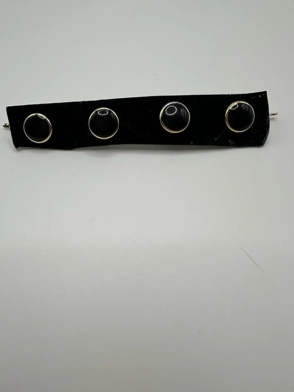 Set Of 4 Gold Tone Black Enamel Round Cuff links